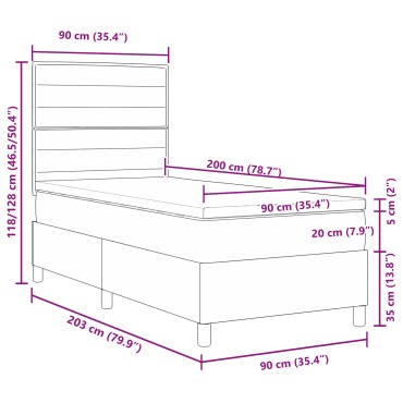 vidaXL Σπαστό Κρεβάτι με Στρώμα Μπλε 90x200 εκ Ύφασμα