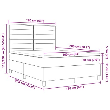 vidaXL Κρεβάτι Box Spring με Κουβάρι Σκούρο Καφέ 160x200 εκ Ύφασμα