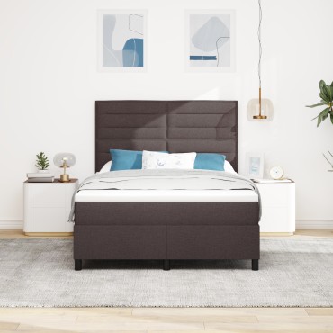 vidaXL Κρεβάτι Box Spring με Κουβάρι Σκούρο Καφέ 160x200 εκ Ύφασμα