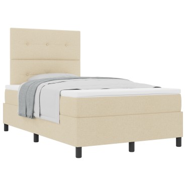vidaXL Κρεβάτι Box Spring με Μαξιλάρι Κρεμ 120x200 εκ. Υφασμα