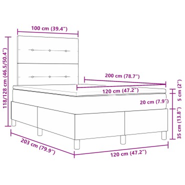 vidaXL Κρεβάτι Box Spring με Μαξιλάρι Κρεμ 120x200 εκ. Υφασμα