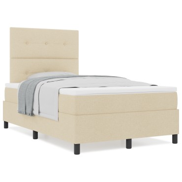 vidaXL Κρεβάτι Box Spring με Μαξιλάρι Κρεμ 120x200 εκ. Υφασμα