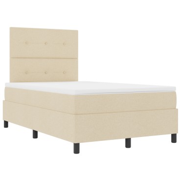 vidaXL Κρεβάτι Box Spring με Μαξιλάρι Κρεμ 120x200 εκ. Υφασμα