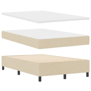 vidaXL Κρεβάτι Box Spring με Μαξιλάρι Κρεμ 120x200 εκ. Υφασμα