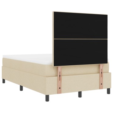 vidaXL Κρεβάτι Box Spring με Μαξιλάρι Κρεμ 120x200 εκ. Υφασμα