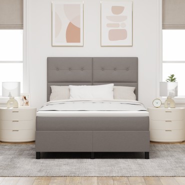vidaXL Κρεβάτι Box Spring με Στρώμα Καφέ 140x190 εκ. Ύφασμα