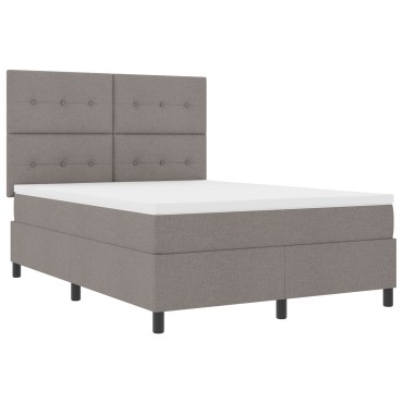 vidaXL Κρεβάτι Box Spring με Στρώμα Καφέ 140x190 εκ. Ύφασμα