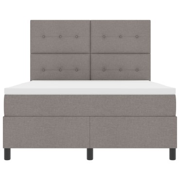 vidaXL Κρεβάτι Box Spring με Στρώμα Καφέ 140x190 εκ. Ύφασμα