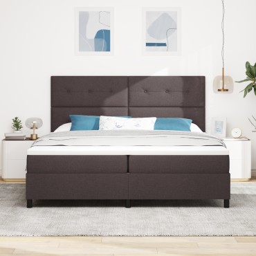 vidaXL Κρεβάτι με σπαστό στρώμα Σκούρο Καφέ 200x200 εκ. Ύφασμα