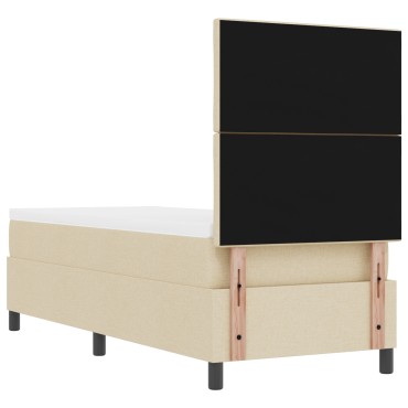 vidaXL Κρεβάτι με Ελατήριο Μπεζ 80 x 200 cm Ύφασμα