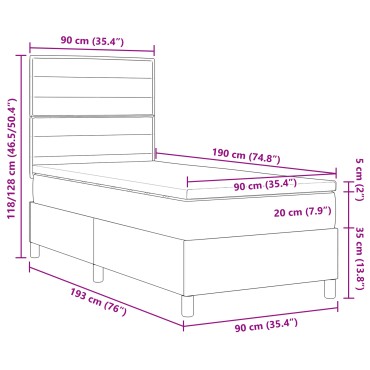 vidaXL Κρεβάτι Box Spring με Στρώμα Μπλε Μοναχικό Ύφασμα