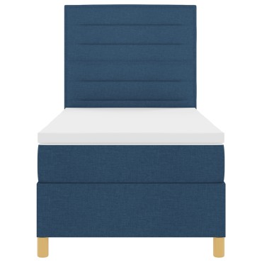 vidaXL Κρεβάτι Box Spring με Στρώμα Μπλε Μοναχικό Ύφασμα