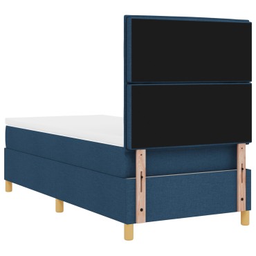 vidaXL Κρεβάτι Box Spring με Στρώμα Μπλε Μοναχικό Ύφασμα