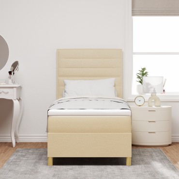vidaXL Κρεβάτι Box Spring με Στρώμα Κρεμ 100x200 cm Ύφασμα