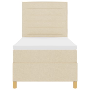 vidaXL Κρεβάτι Box Spring με Στρώμα Κρεμ 100x200 cm Ύφασμα