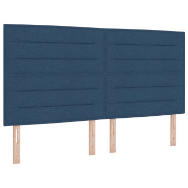 vidaXL Κρεβάτι Box Spring με Mattresses Μπλε Υφασμάτινο