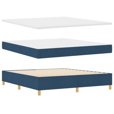 vidaXL Κρεβάτι Box Spring με Mattresses Μπλε Υφασμάτινο
