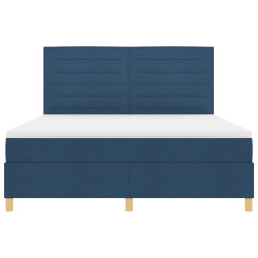 vidaXL Κρεβάτι Box Spring με Mattresses Μπλε Υφασμάτινο