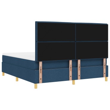 vidaXL Κρεβάτι Box Spring με Mattresses Μπλε Υφασμάτινο