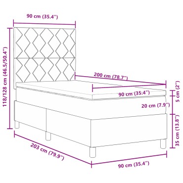 vidaXL Κρεβάτι με Βαμβακερή Βάση Μαύρο 90x200 εκ Υφάσματος