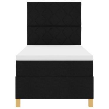 vidaXL Κρεβάτι με Βαμβακερή Βάση Μαύρο 90x200 εκ Υφάσματος