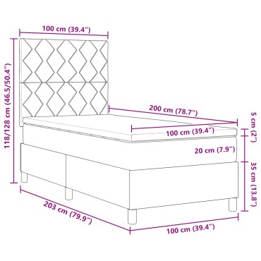vidaXL Box Spring Bed με Στρώμα Κρεμ 100x200 εκ. Υφασμα