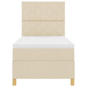 vidaXL Box Spring Bed με Στρώμα Κρεμ 100x200 εκ. Υφασμα