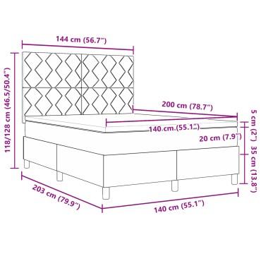 vidaXL Κρεβάτι με Στρώμα μπλε 140x200 εκ. Ύφασμα