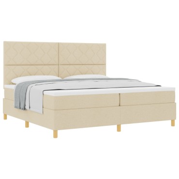 vidaXL Κρεβάτι με Στρώμα Κρεμ 200x200 cm Ύφασμα