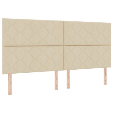vidaXL Κρεβάτι με Στρώμα Κρεμ 200x200 cm Ύφασμα