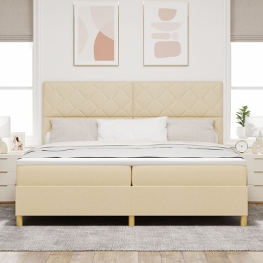vidaXL Κρεβάτι με Στρώμα Κρεμ 200x200 cm Ύφασμα