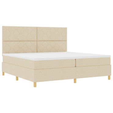 vidaXL Κρεβάτι με Στρώμα Κρεμ 200x200 cm Ύφασμα