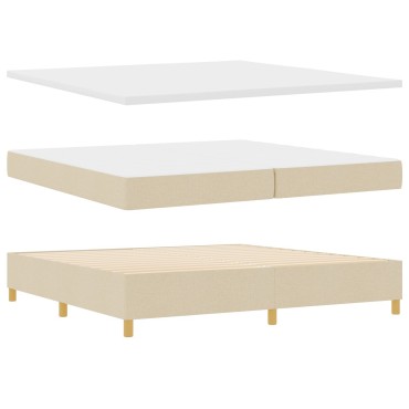 vidaXL Κρεβάτι με Στρώμα Κρεμ 200x200 cm Ύφασμα