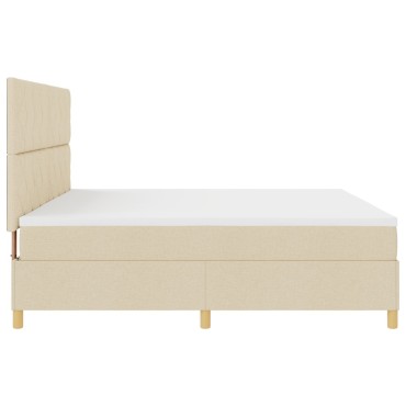 vidaXL Κρεβάτι με Στρώμα Κρεμ 200x200 cm Ύφασμα