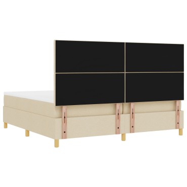 vidaXL Κρεβάτι με Στρώμα Κρεμ 200x200 cm Ύφασμα