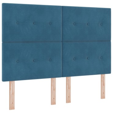 Κρεβάτι Box Spring με Στρώμα vidaXL Σκούρο Μπλε 140x190 εκ. Βελούδο