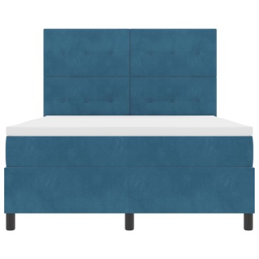Κρεβάτι Box Spring με Στρώμα vidaXL Σκούρο Μπλε 140x190 εκ. Βελούδο