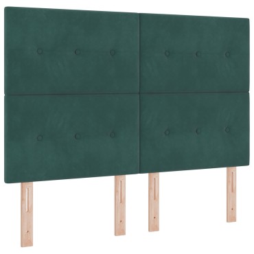 vidaXL Κρεβάτι Box Spring με Στρώμα Σκούρο Πράσινο 160x200 cm Βελούδο