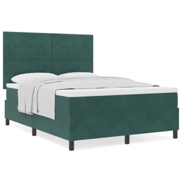 vidaXL Κρεβάτι Box Spring με Στρώμα Σκούρο Πράσινο 160x200 cm Βελούδο