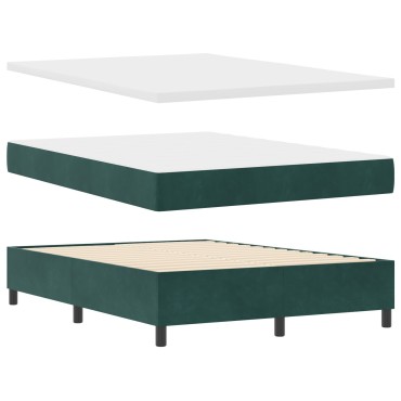 vidaXL Κρεβάτι Box Spring με Στρώμα Σκούρο Πράσινο 160x200 cm Βελούδο