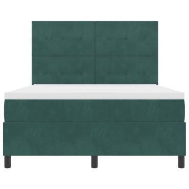 vidaXL Κρεβάτι Box Spring με Στρώμα Σκούρο Πράσινο 160x200 cm Βελούδο