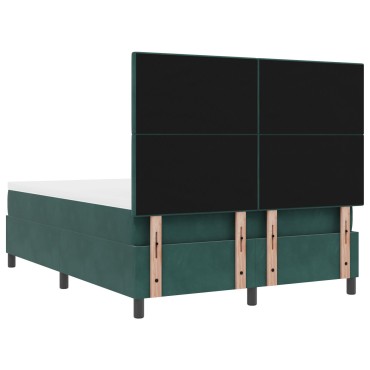 vidaXL Κρεβάτι Box Spring με Στρώμα Σκούρο Πράσινο 160x200 cm Βελούδο