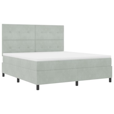 vidaXL Κρεβάτι Box Spring με Στρώμα Ανοιχτό Γκρι Super King Βελούδινο