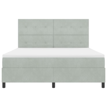 vidaXL Κρεβάτι Box Spring με Στρώμα Ανοιχτό Γκρι Super King Βελούδινο