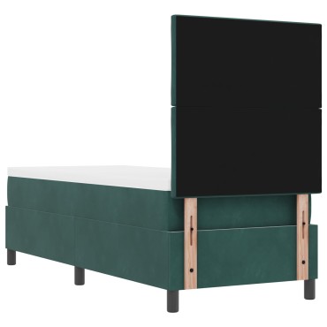 vidaXL Κρεβάτι με Στρώμα Ύψους 80x200 cm Σκούρο Πράσινο Βελούδο