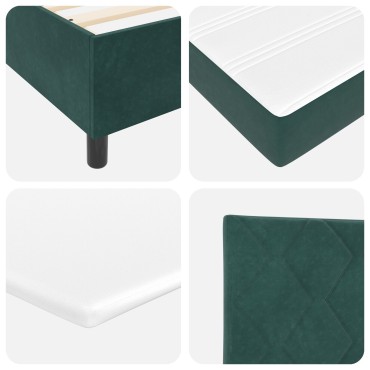 vidaXL Κρεβάτι Box Spring με Στρώμα Σκούρο Πράσινο Μονό Βελούδινο