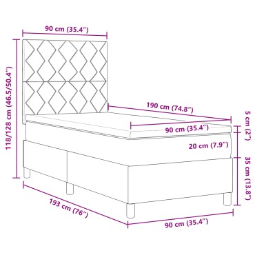 vidaXL Κρεβάτι Box Spring με Στρώμα Σκούρο Πράσινο Μονό Βελούδινο