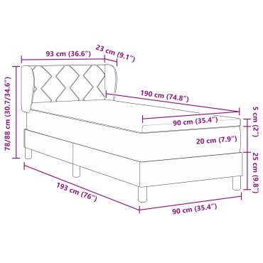 vidaXL Στρώμα Κρεβατιού με Ροζ Ματράκι 90x190 εκ σε Βελούδο
