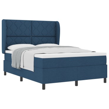 vidaXL Κρεβάτι με Στρώμα Box Spring - Μπλε, 140x190 εκ., Ύφασμα