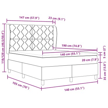 vidaXL Κρεβάτι με Στρώμα Box Spring - Μπλε, 140x190 εκ., Ύφασμα